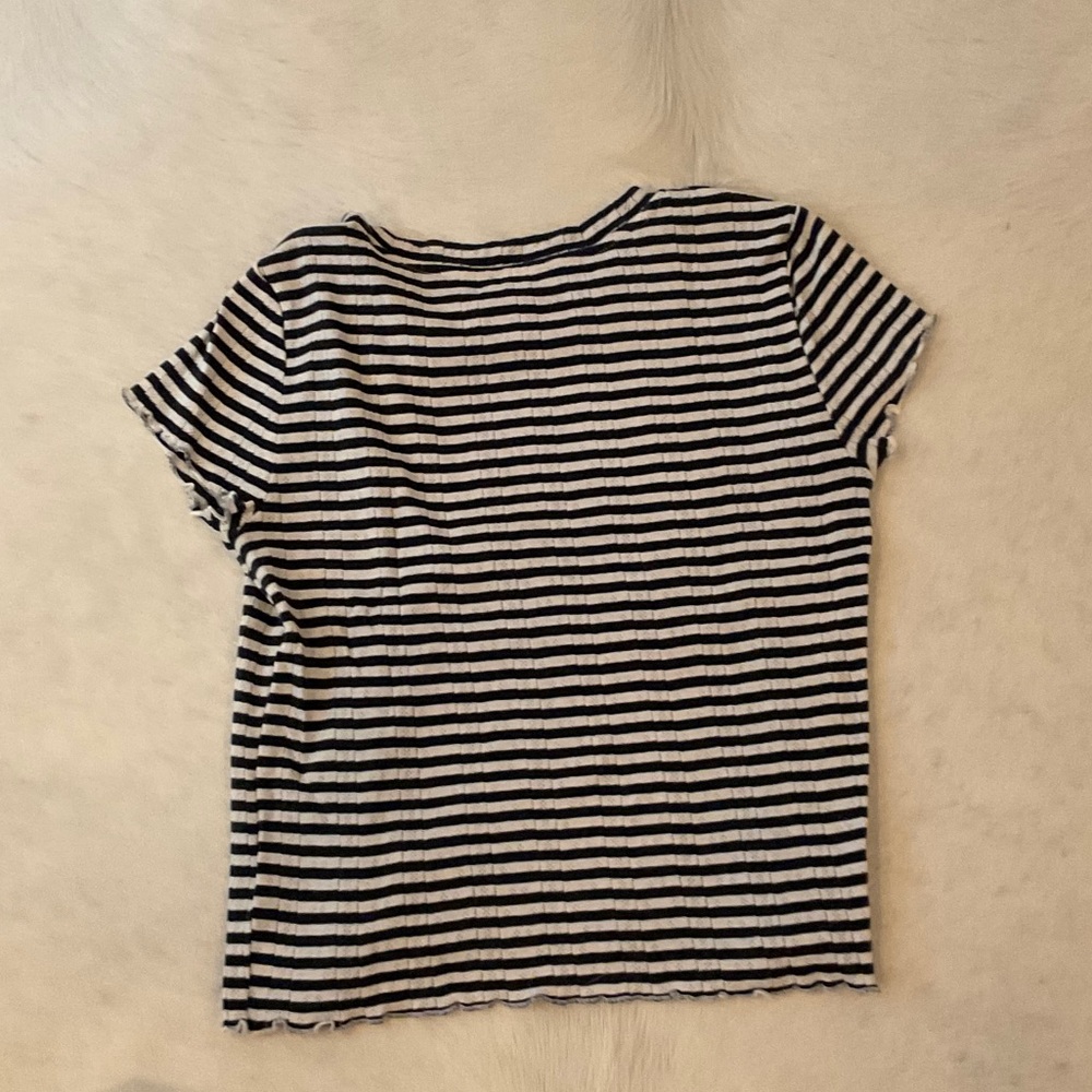 Splendid Black and White Striped Short Sleeve Tee - Picture 3 of 3